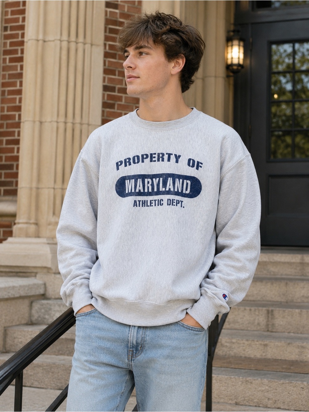 Vintage 90s/Y2K Champion Reverse Weave Maryland Athletic Dept Crew Sweatshirt XL